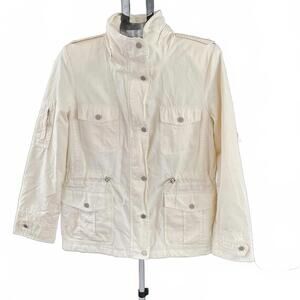 Donatella Light Cream Utility Jacket adjustable waist  Size  Large